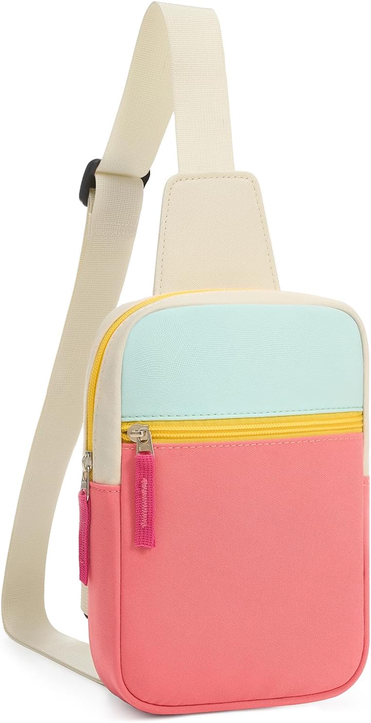 cotmcor Store Valentines Day Gifts for Kids: Fanny Pack Birthday Gift for 8 9 10 11 12 Year Old Teen Girls Trendy Stuff, Preppy Colorblock Crossbody Bag Adjustable Sling Belt Bags Purse for Travel Outdoor - Image 1